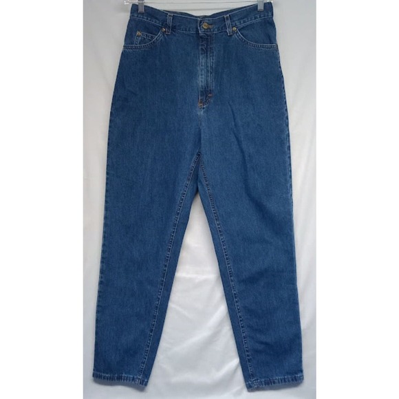 L.L. Bean Denim - LL Bean Womens Mom Jeans 12 Reg Blue Denim Straight Leg Natural Fit Outdoor